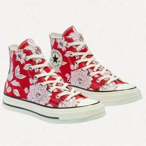 Converse Chuck 70 Vintage Floral High Top Platform Sneakers Red Pink Size 5.5